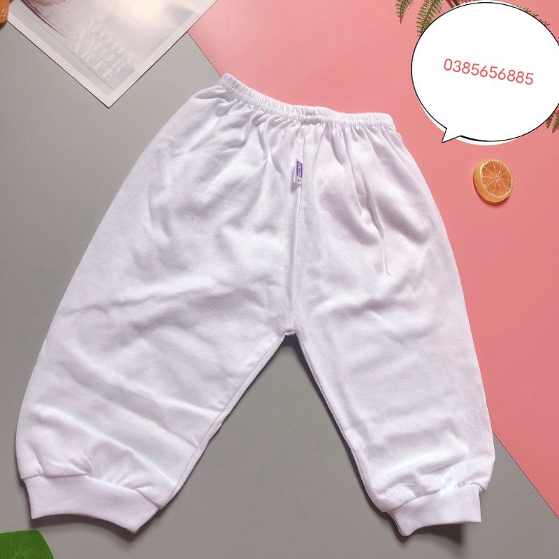 Quần dài trắng thun cotton 100% mềm mát lai bo cho bé số 1 -10 vải đẹp