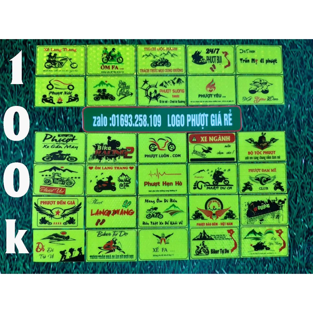 combo 30 logo phượt , logo phản quang tem xe