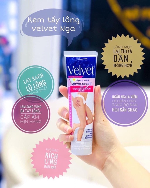 Tẩy lông Velvet Nga 100ml kèm gạt