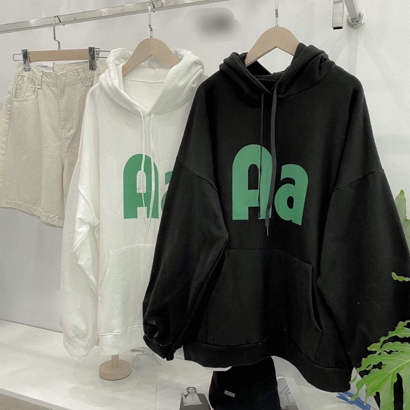 Áo Hoodie Chữ Aa Chất Nỉ Cotton From Thụng Tay Bồng