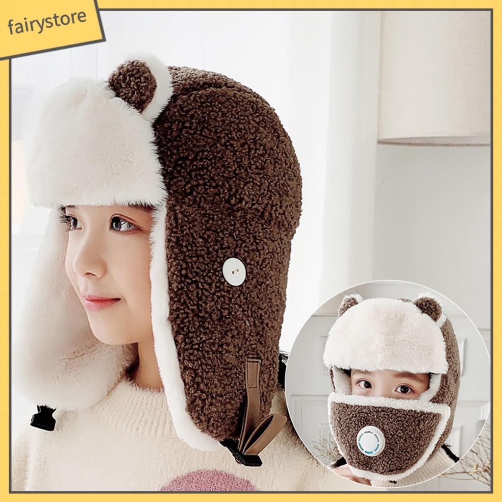 Mũ Trùm Đầu Kèm Khẩu Trang Giữ Ấm Cho Bé