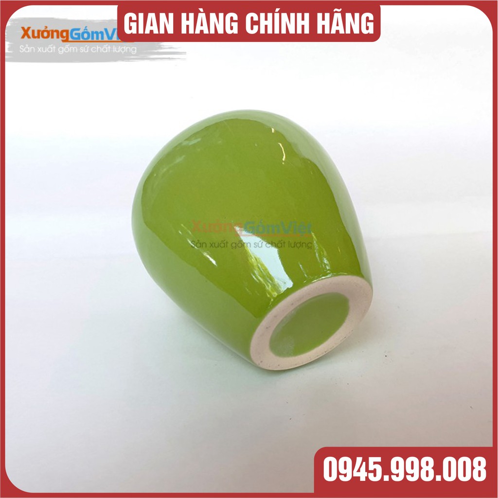 Lu sứ màu xanh đọt chuối non dung tích 400ml - hàng thủ công gốm BÁT TRÀNG - XƯỞNG GỐM VIỆT