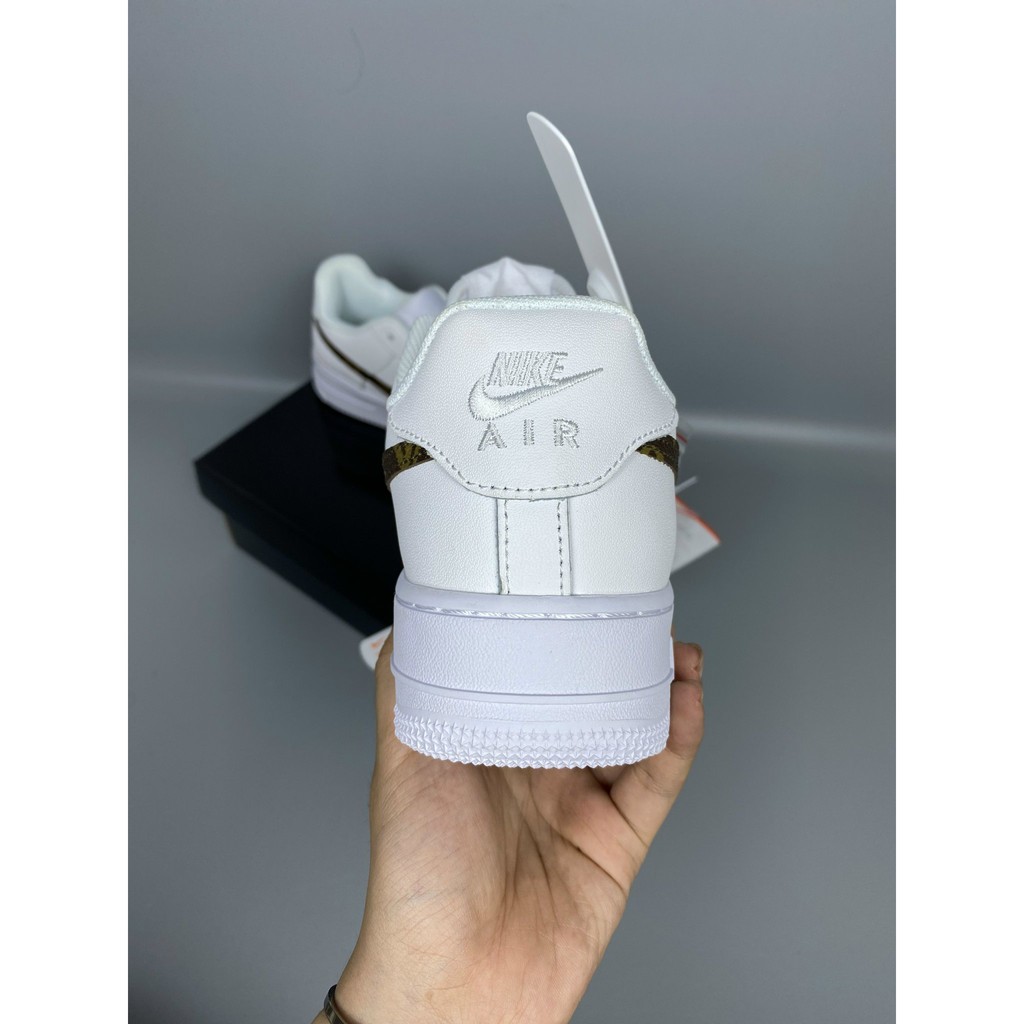 Giày Sneaker Nam Nữ Af1 Thêu Chữ Lv Nâu Trắng Fullbox, Giày Thể Thao Nam Nữ Mới 2021