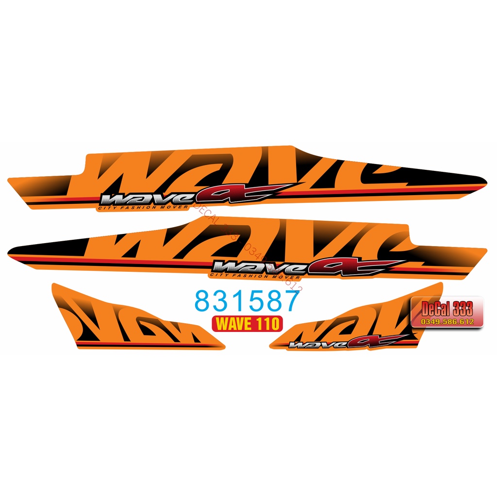 Tem WAVE ALPHA 110 - MẪU HOT ĐỦ MÀU 831587 - Tem 3 lớp chống nước chống bay màu