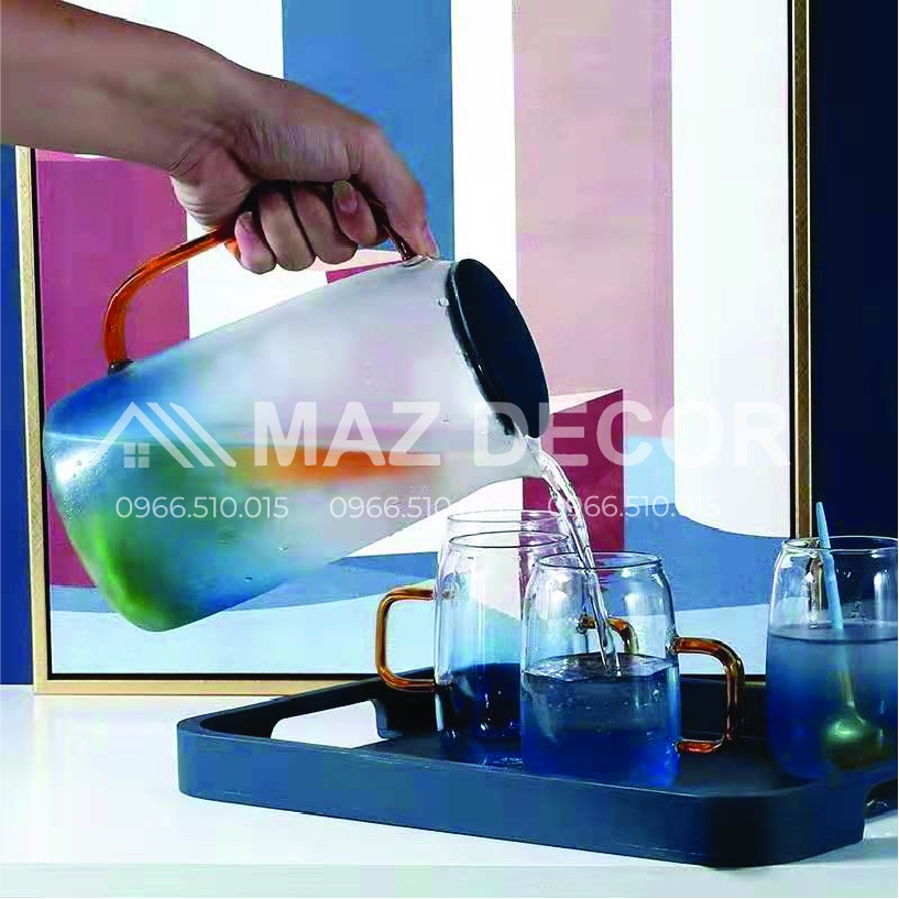 [Giá sỉ] Bình Cốc Ly Thủy Tinh Trong suốt Đại Dương Màu Xanh Nước Biển Chịu nhiệt Đẹp Cao Cấp