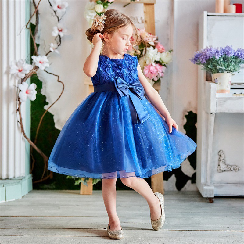 Đầm Công Chúa Trang Trí Phối Nơ Dễ Thương Dành Cho Bé Gái