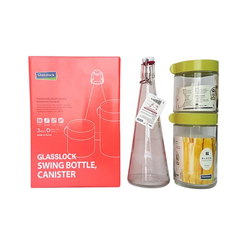 Bộ hũ đựng thủy tinh GLASSLOCK 3 món 400+500+600ml IG886
