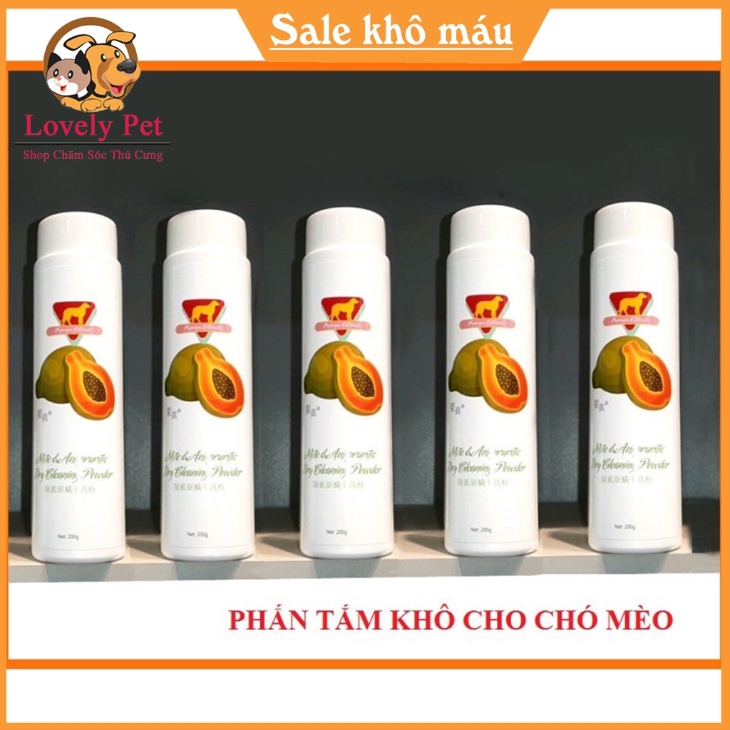(Hàng mới) phấn tắm khô hương đu đủ Magic cho chó mèo 200g