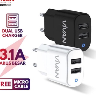 Củ Sạc Nhanh Hai Cổng USB 3.1A Vivan VP01