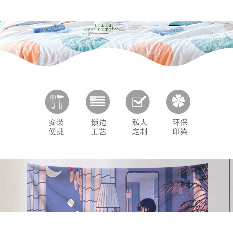 Tấm Vải Treo Tường Trang Trí Phông Nền Phòng Ngủ Hình Cô Gái Hoạt Hình