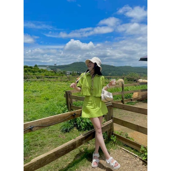 Bigsize SET ÁO LI CỘT NƠ VÀ CHÂN VÁY CÓ QUẦN