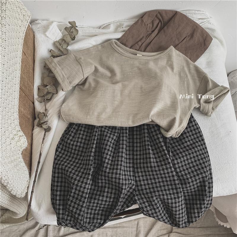 MNGRL Áo Thun Tay Ngắn Cotton Lanh Mềm Mát Phong Cách Hàn Quốc Mùa Hè Cho Bé Trai Bé Gái