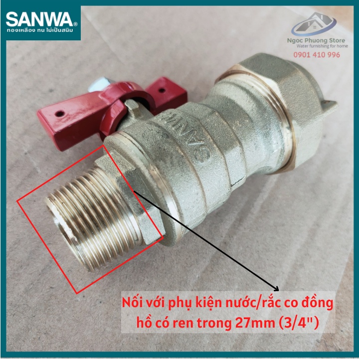Van cóc nối đồng hồ nước, phụ kiện nước ren ngoài Phi 27mm  - Mã BV 20C-Joint