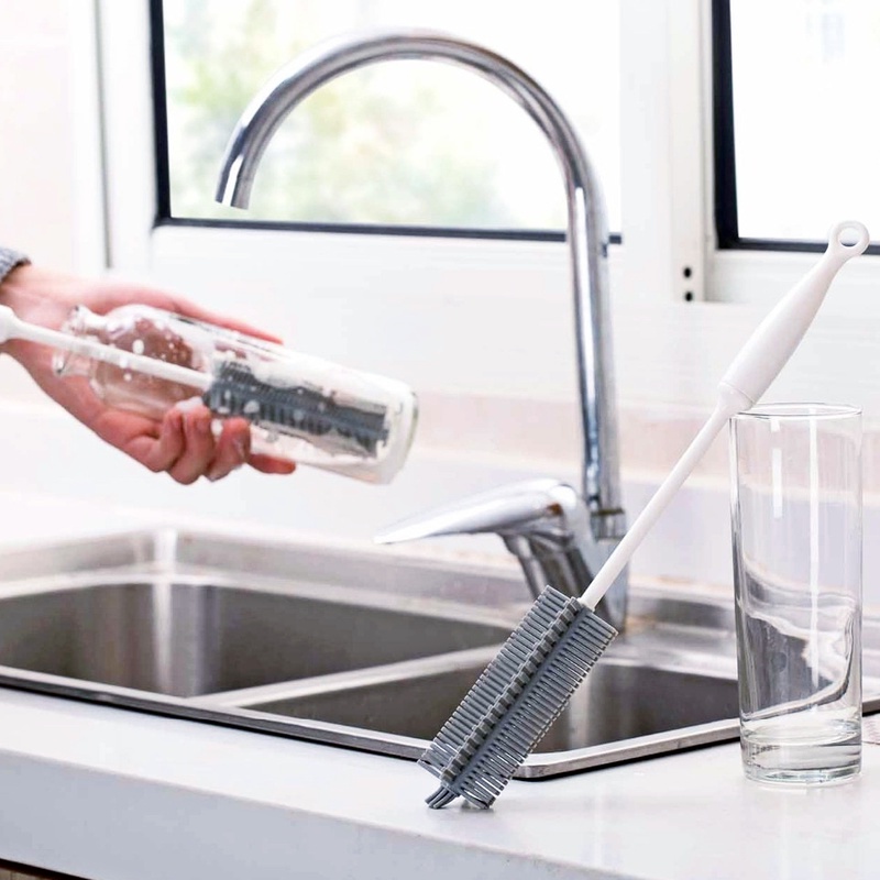 Cọ Rửa Ly Cốc Bằng Silicone Mềm Cán Dài Tiện Lợi