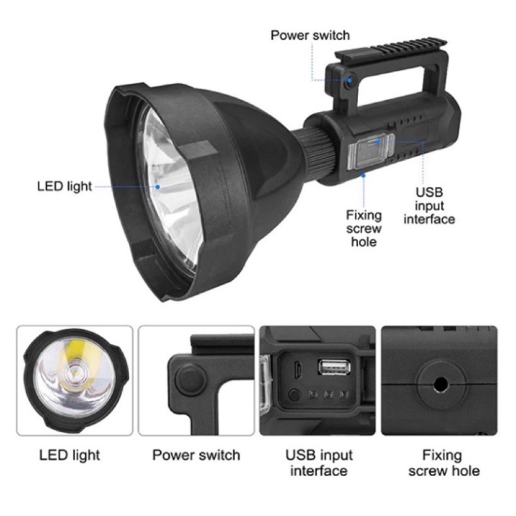 Đèn pin Tuần Tra 591W+590W siêu sáng siêu xa và siêu bền công suất 50w bóng đèn 4 lõi XHP70 rất tiện ích khi soi ban đêm