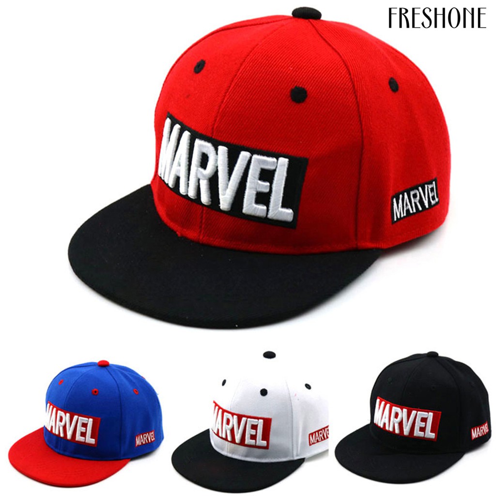 MARVEL Nón Snapback Hoạ Tiết Thêu Phong Cách Hip-Hop Cho Bé