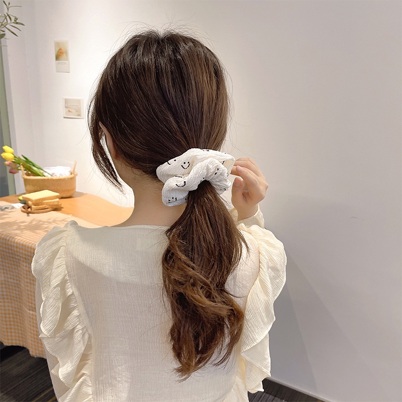 Buộc tóc vải scrunchies mặt cười phong cách Hàn Quốc nữ tính