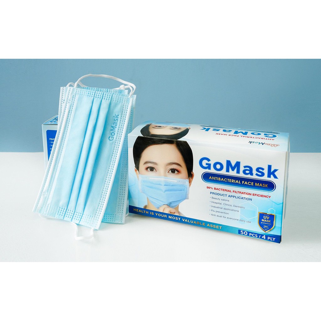 Khẩu Trang Y Tế Kháng Khuẩn 4 Lớp Go Mask 4PLY/50PCS (Xanh, Trắng)