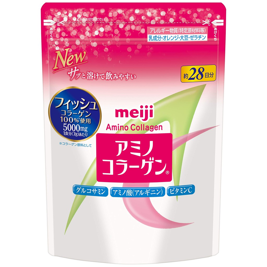 Collagen meiji amino dạng bột gói màu hồng