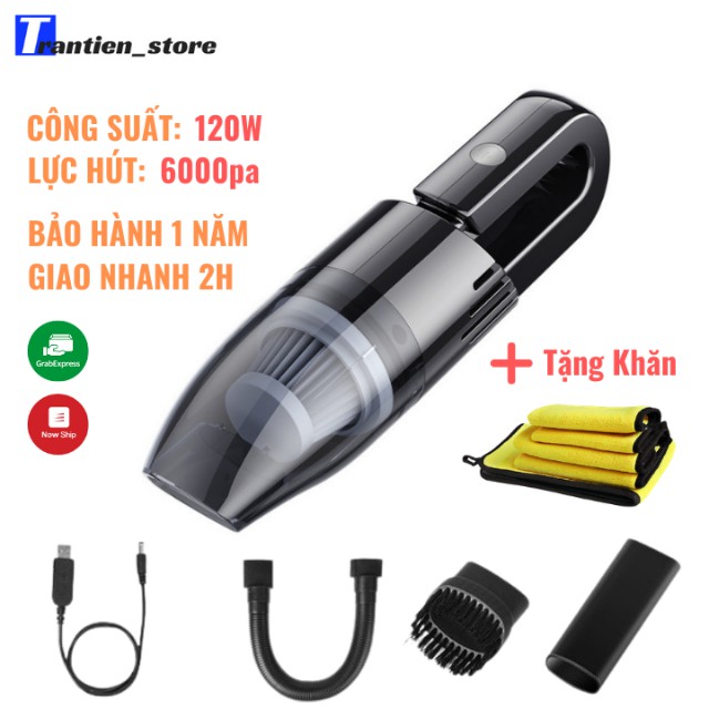 [BẢO HÀNH] Máy Hút Bụi Cầm Tay Ô tô Oto Xe Hơi Mini Không Dây Hút Bụi Vệ Sinh Nhà Cửa Nhiều Đầu Nối XCQ 12C