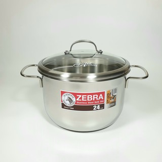 Nồi 3 đáy inox zebra thái lan extreme infinity 24cm nắp kính 162298