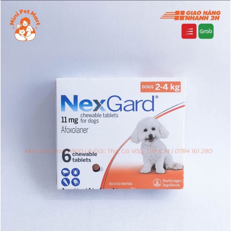 Nexgard 2-4kg (1 hộp) vị thịt bò , Sạch Ve, Rận, Bọ chét, Ghẻ (CHÍNH HÃNG VN)