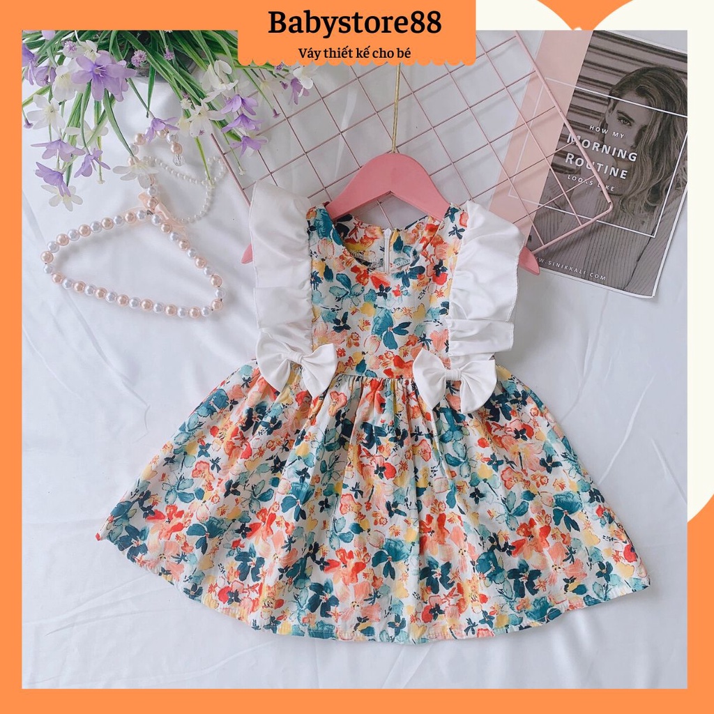 Đầm cho bé gái sơ sinh 1 2 3 4 5 6 tuổi Babystore88, Váy trẻ em gái hè thu cộc tay hàng thiết kế V21