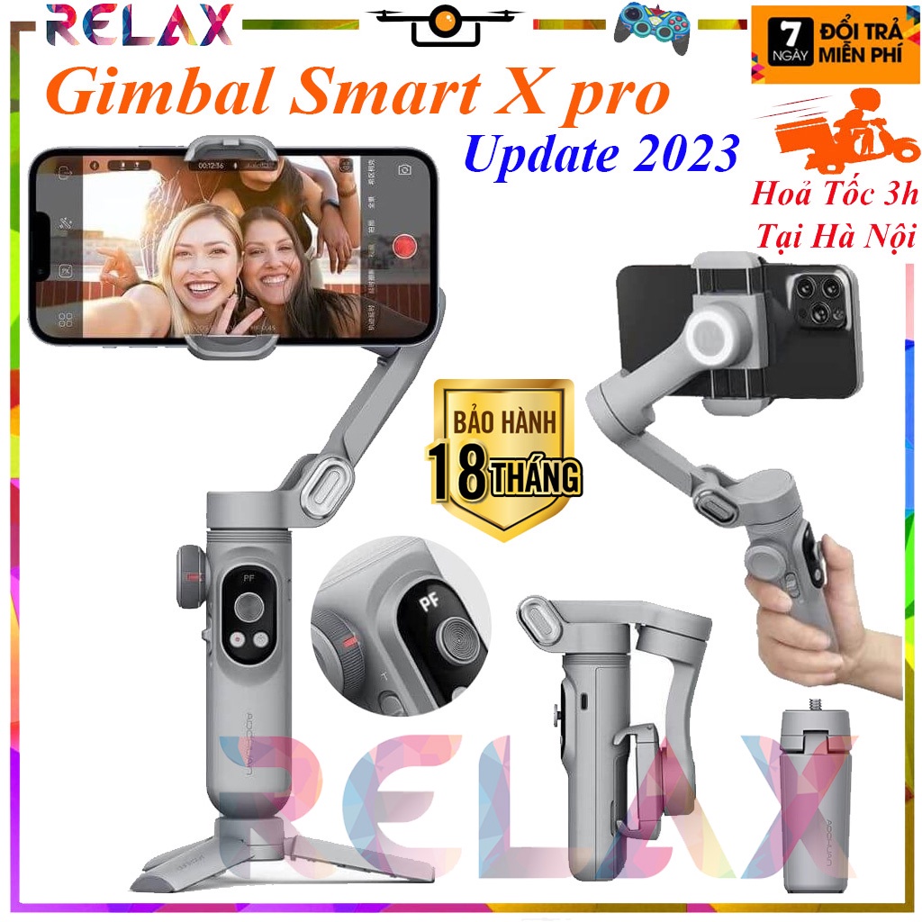 Gimbal điện thoại Smart X PRO - trang bị đèn led 3 chế độ trợ sáng, Thiết bị quay phim chuyên nghiệp cho điện thoại