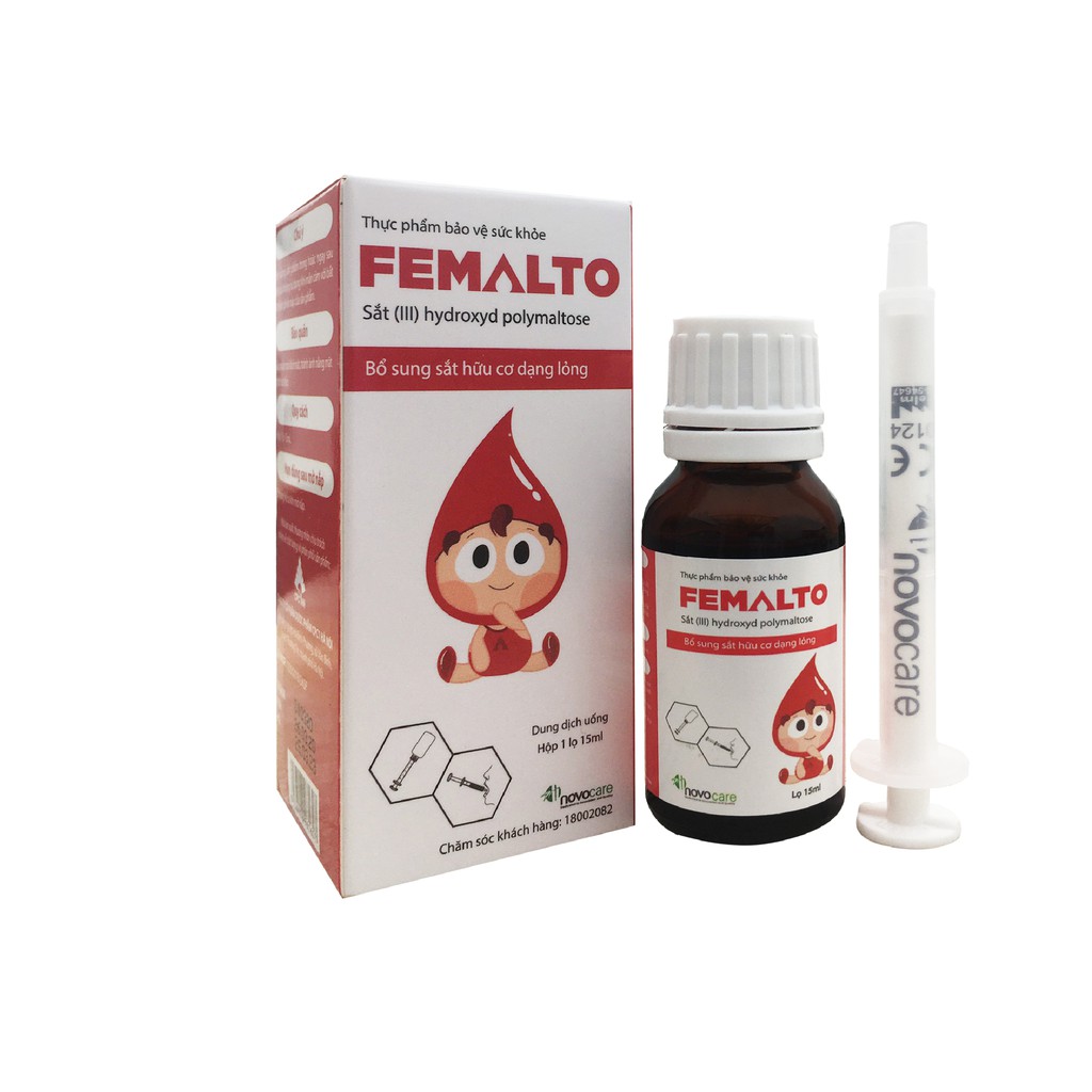 Sắt nước Femalto - Bổ sung sắt cho người có nguy cơ thiếu sắt, trẻ em, phụ nữ đang mang thai(Lọ 15ml)