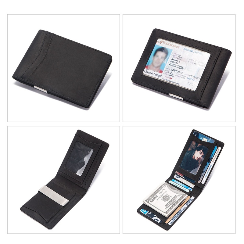 Ví Da PU Gập Đôi Phong Cách Vintage Cho Nam Giá Đỡ