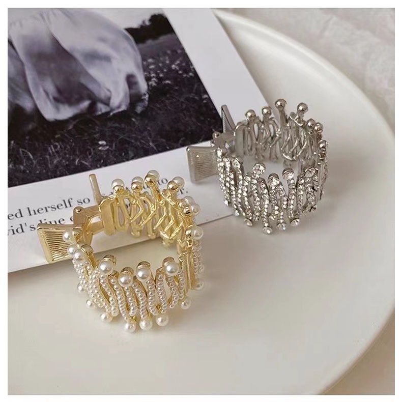 Kẹp Tóc Càng Cua Đính Đá Ngọc Trai Phụ Kiện Thời Trang Cho Nữ AB115