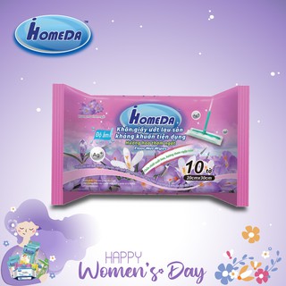 Khăn ướt lau sàn kháng khuẩn tiện dụng IHomeDa - Hương Hoa Tím ( 10 miếng )