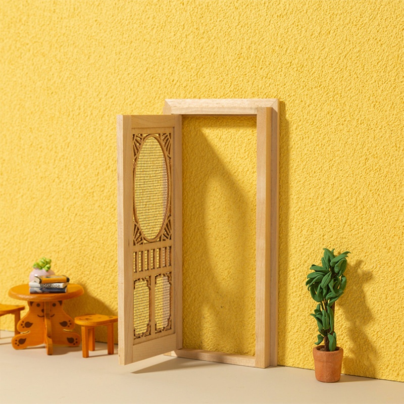 Mô Hình Cửa Chạm Khắc Rỗng Mini 1 / 12 Độc Đáo Trang Trí Nhà Búp Bê