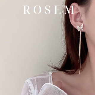 Khuyên tai bạc 925 tua rua hình bướm phong cách Hàn Quốc