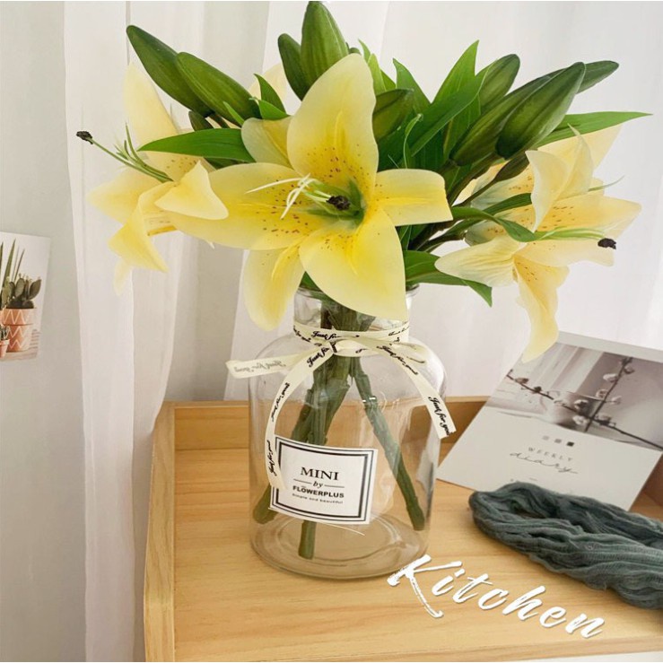 Hoa Lily Giả 3 Bông Trang Trí Tiệc Cưới