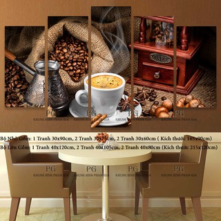 Tranh Ghép Bộ Treo Quán Cafe, Tranh Treo Tường Quán Cafe Đẹp Hiện Đại HCM - Khung Hình Phạm Gia PGLMN34