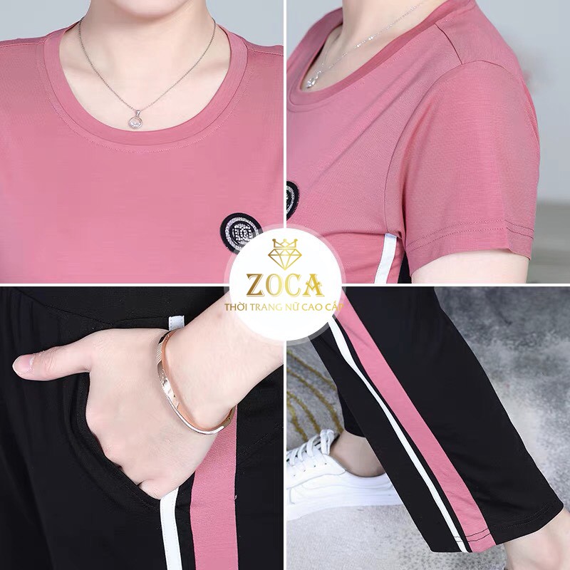 Đồ bộ trung niên thể thao mặc mùa hè , Bộ đồ mặc nhà trung niên nữ cho mẹ chất cotton  _ BTTS