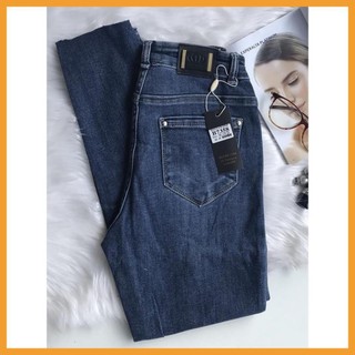 [CAO CẤP]  Quần jean nữ baggy xanh đậm lưng cao, rách B7358   VNXK  VNXK