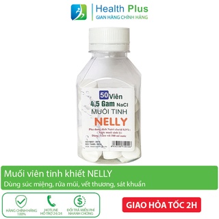 Muối viên tinh khiết NELLY - Hộp 50 viên muối sinh lý An phú, tự pha dùng súc miệng, rửa mũi, vết thương, sát khuẩn