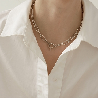 [COD] Neutral Niche Wind Metal Necklace Alloy OT Clasp Short Collarbone Chain for Girls