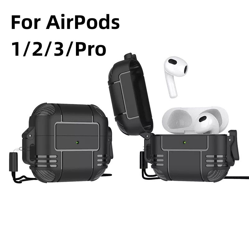 Vỏ Bảo Vệ Hộp Sạc Tai Nghe AirPods 1 2 3 Pro 2 Pro2 Bằng TPU Chống Sốc Có Đèn LED Kèm Móc Khóa