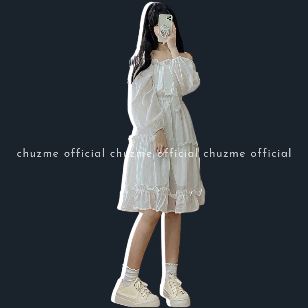 Váy Trễ Vai Dáng Xoè Voan Tơ Xếp Tầng, Váy Trắng Tiểu Thư Kỉ Yếu Prom Dự Tiệc Xinh Xắn (Mặc được 2 kiểu) | BigBuy360 - bigbuy360.vn