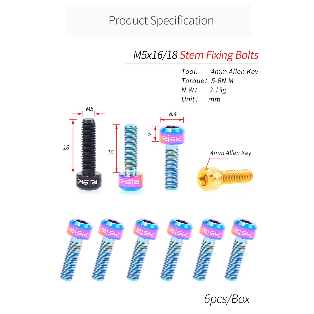 1 Bộ Ốc Vít Titan M5x16/18mm Cho Xe Đạp Leo Núi