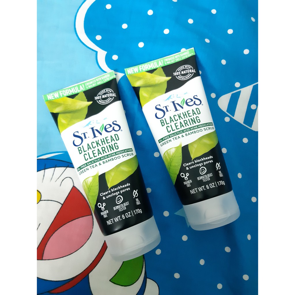 sữa rửa mặt St.Ives Blackhead Clearing Green Tea & Bamboo Scrub 170gr