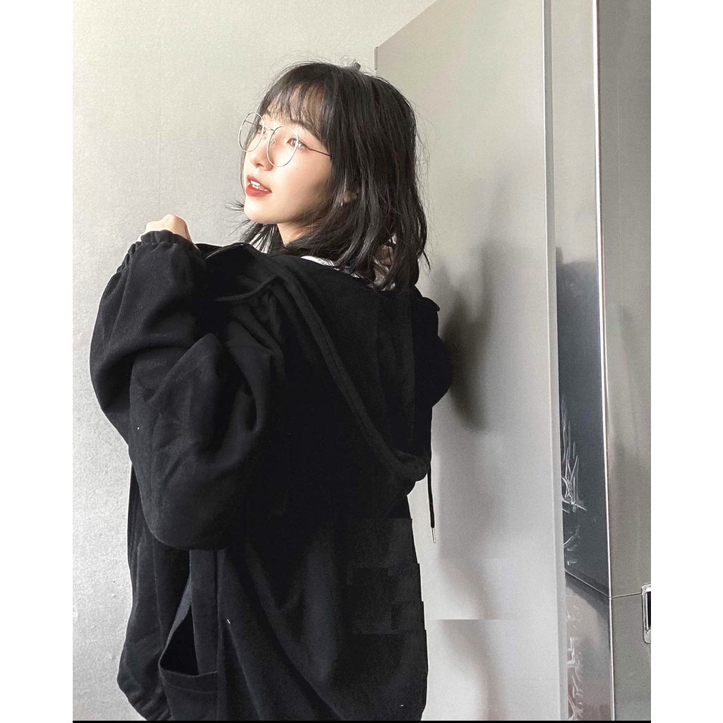 Áo Hoodie Nỉ Oversize Dài Tay Bo Unisex  Nana's House - FREESHIP  Jacket khóa zip mùa đông dáng rộng trẻ trung, basic