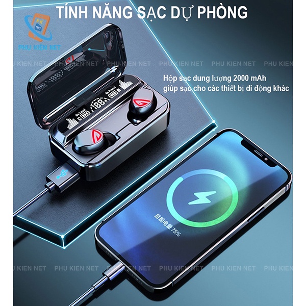 Tai nghe bluetooth gaming S10 Pro cao cấp, cảm ứng, hỗ trợ đàm thoại, nghe nhạc, kiêm sạc dự phòng 2200mAh - Audio365