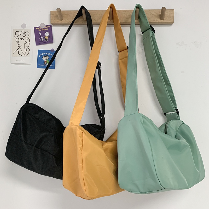 Túi đeo chéo vải canvas phong cách Harajuku thời trang cho nam và nữ