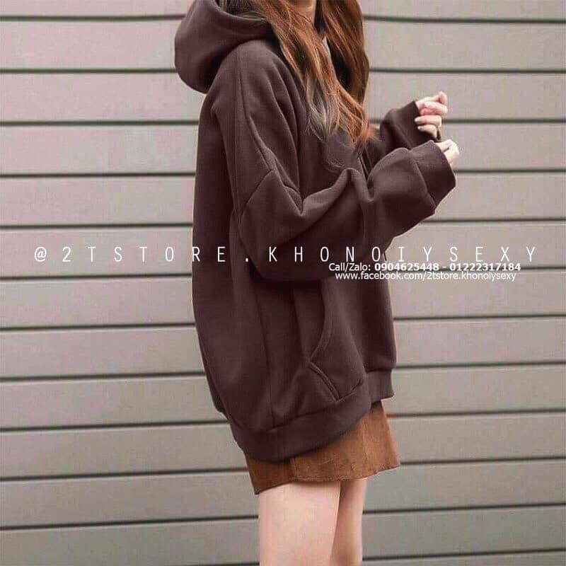 MS66 Áo hoodie trơn nỉ bông unisex oversize form rộng nam nữ dày dặn - DTL