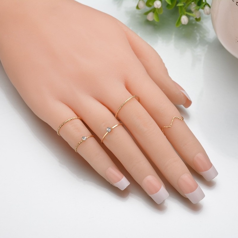 Set 5 Nhẫn Đeo Khớp Ngón Tay Thời Trang Đơn Giản Cho Nữ
