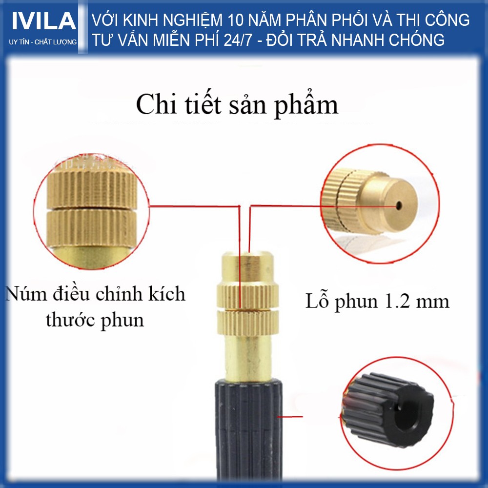 Béc phun sương đồng 1 cửa - Phun sương làm mát cây trồng - Tháp lắp dễ dàng - Bảo hành 12 tháng